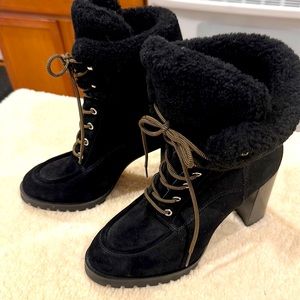 Paige black boots. Size 10. Dyed sheep fur.